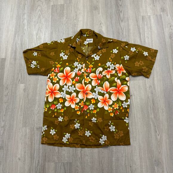 Vintage Other - Vintage Hanakahi Of Hawaii Shirt Men's Large Brown Floral Flower 60s Hawaiian